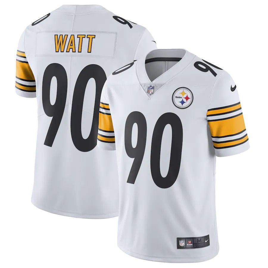 Men Pittsburgh Steelers #90 T.J. Watt Nike White Vapor Untouchable Limited NFL Jersey